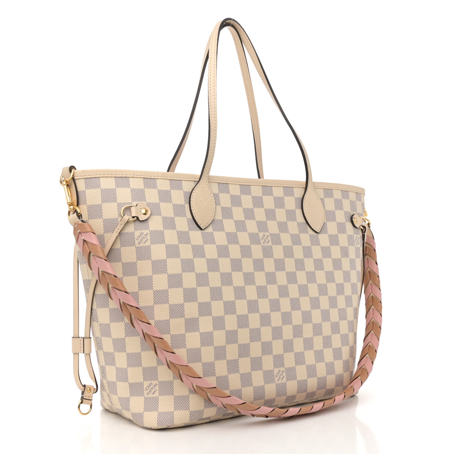 Louis Vuitton Damier Azur Braided Neverfull MM Pink 3 of 17