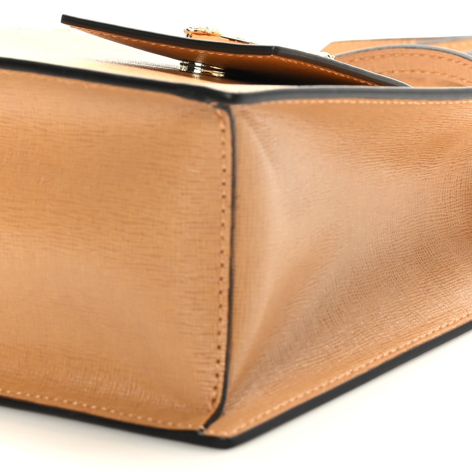 Versace Saffiano Virtus Top Handle Shoulder Bag Camel 8 of 8