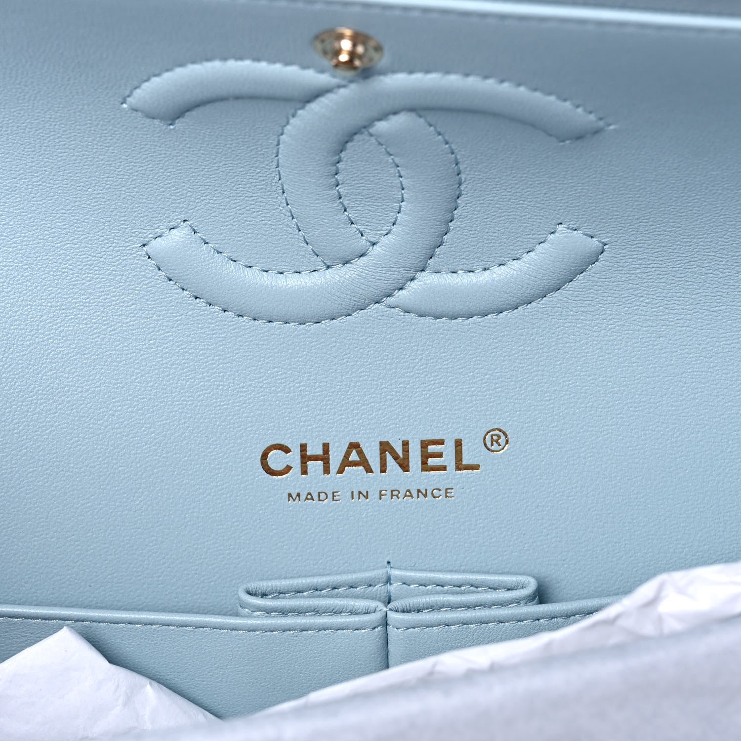 Chanel Caviar Quilted Medium Double Flap Light Blue 5 of 10