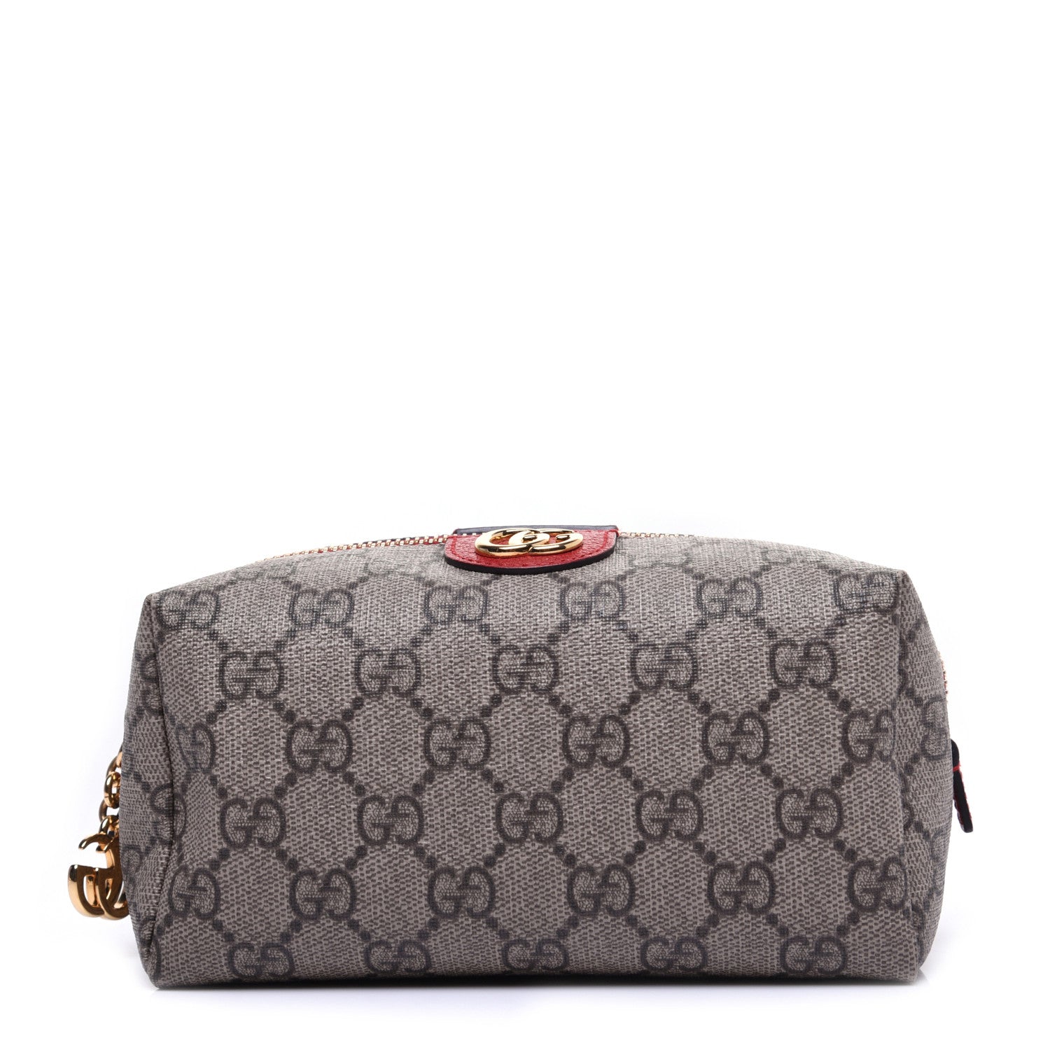 Gucci Soft GG Supreme Monogram Calfskin Medium Ophidia Cosmetic Case Beige Ebony Hibiscus Red 1 of 12