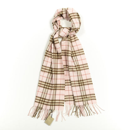 Burberry Cashmere Vintage Check Fringe Scarf Pink 2 of 4