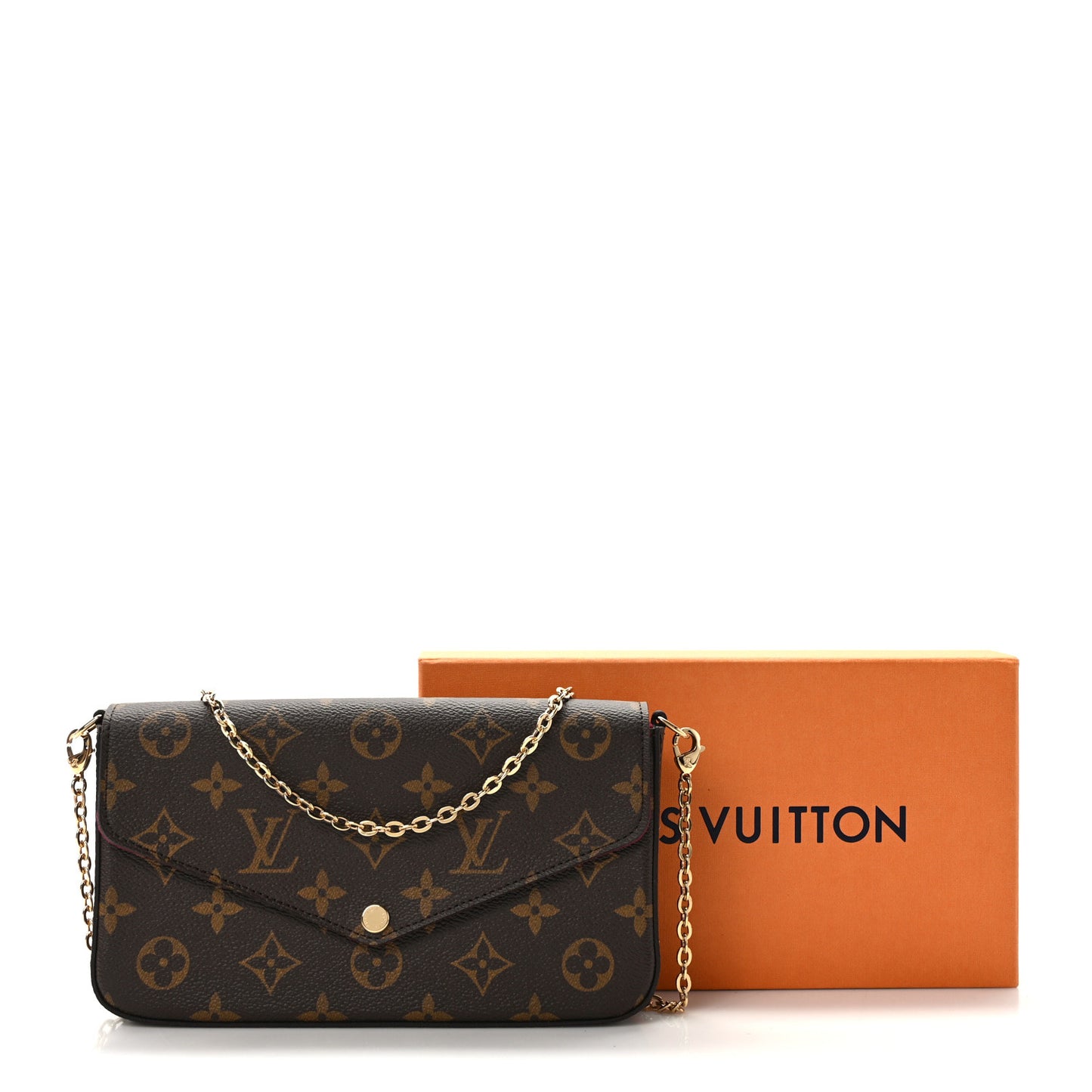 Monogram Pochette Felicie Chain Wallet Fuchsia