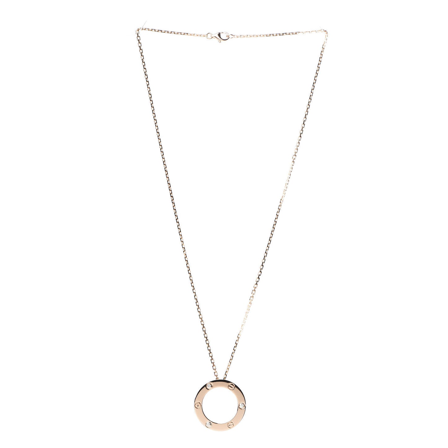 18K Pink Gold 3 Diamonds LOVE Pendant Necklace