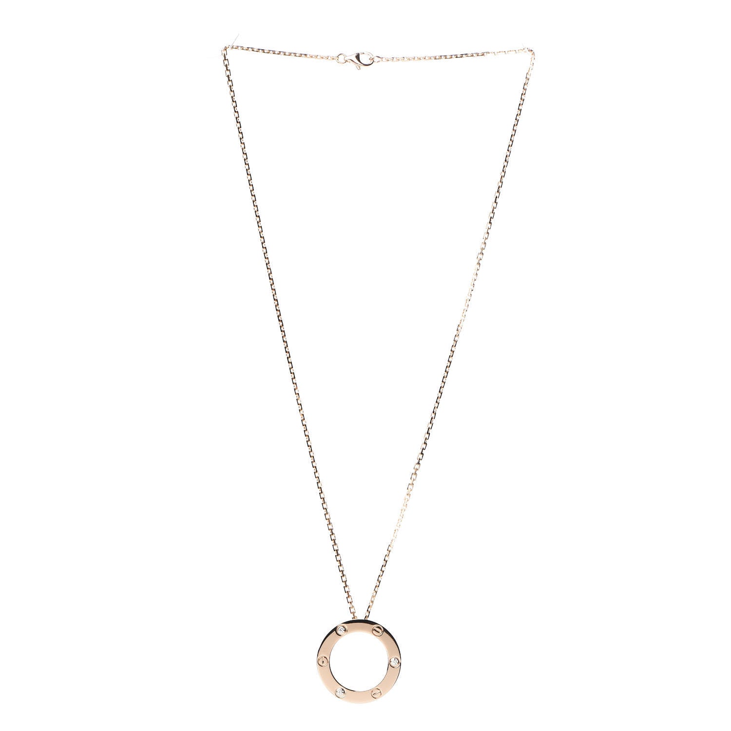 Cartier 18K Pink Gold 3 Diamonds LOVE Pendant Necklace 2 of 6