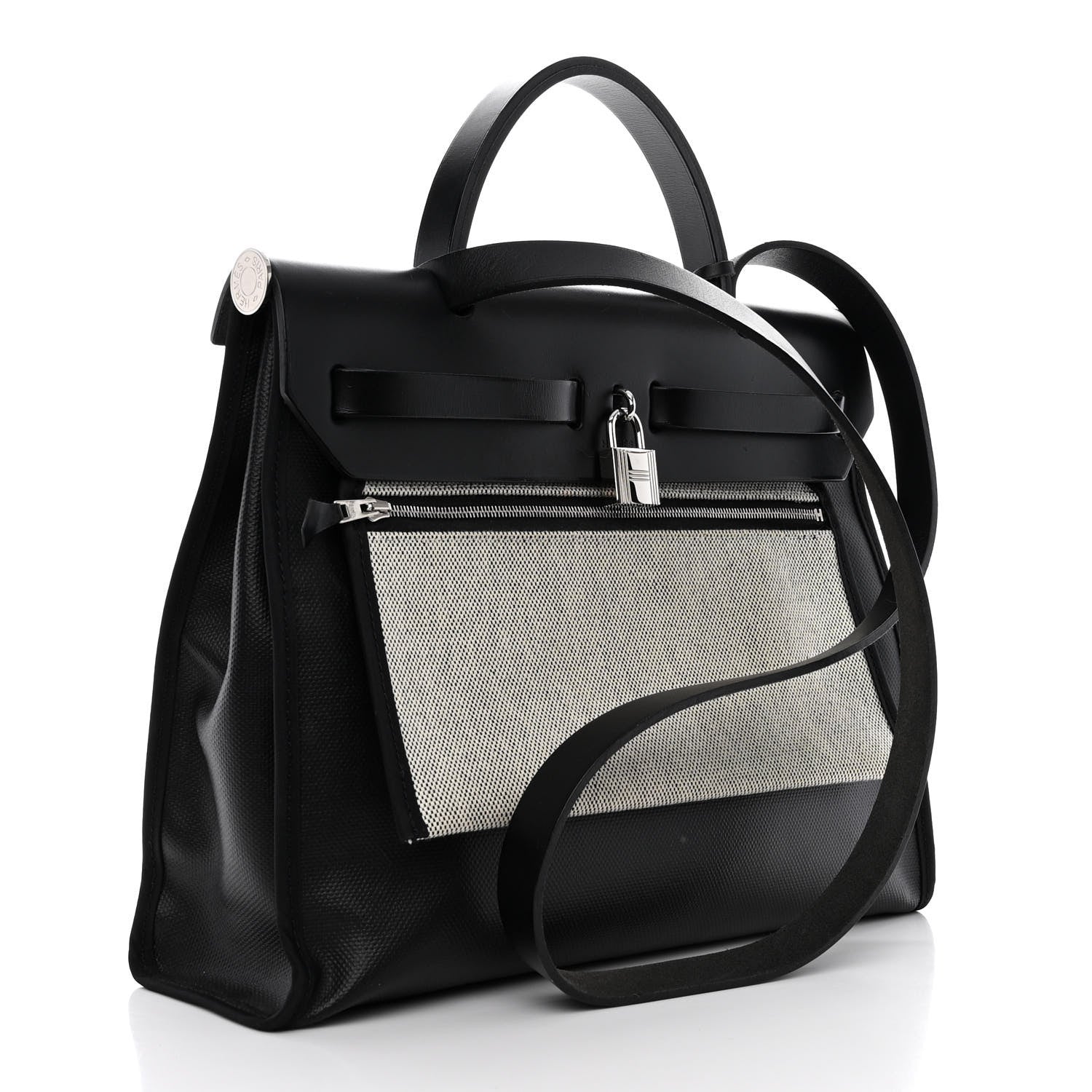 Hermes Toile H Berline Vache Hunter Herbag Zip PM 31 Black Ecru 3 of 12