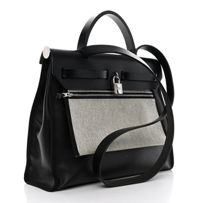 Hermes Toile H Berline Vache Hunter Herbag Zip PM 31 Black Ecru 3 of 12