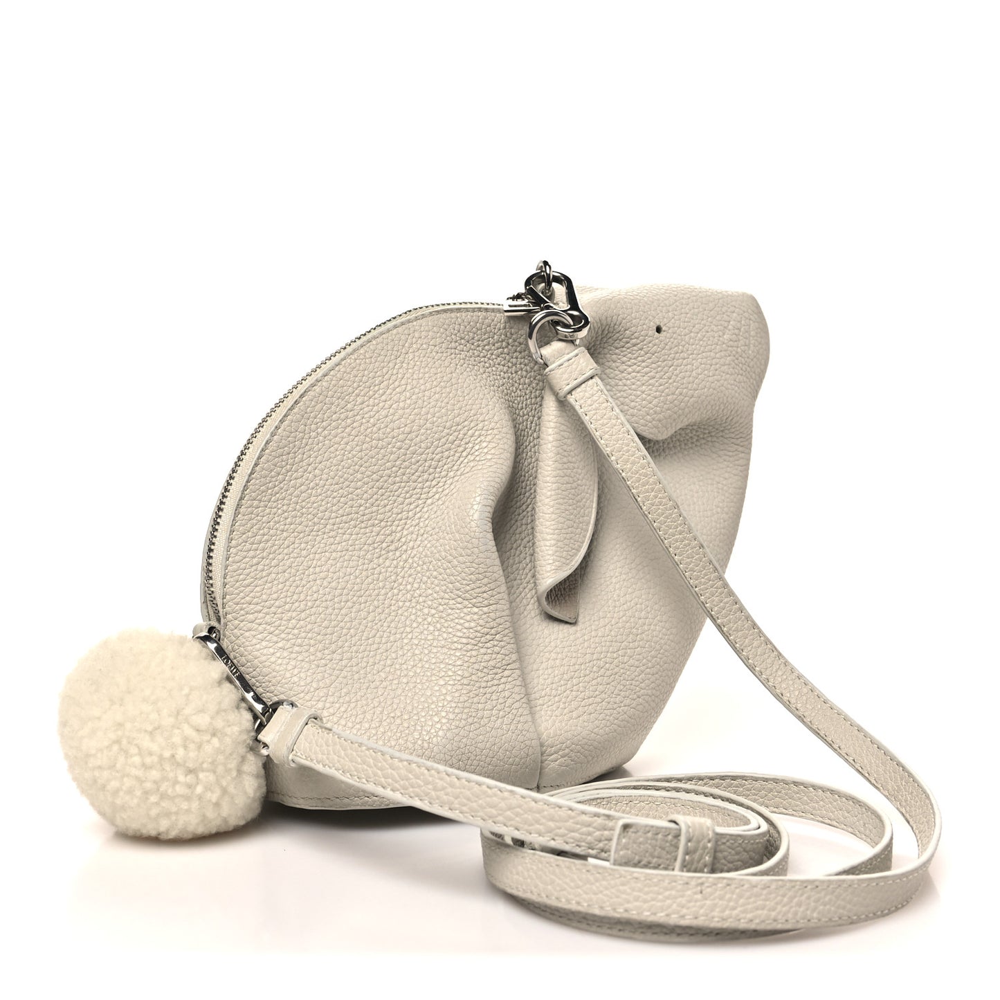 Calfskin Shearling Mini Bunny Crossbody Bag White