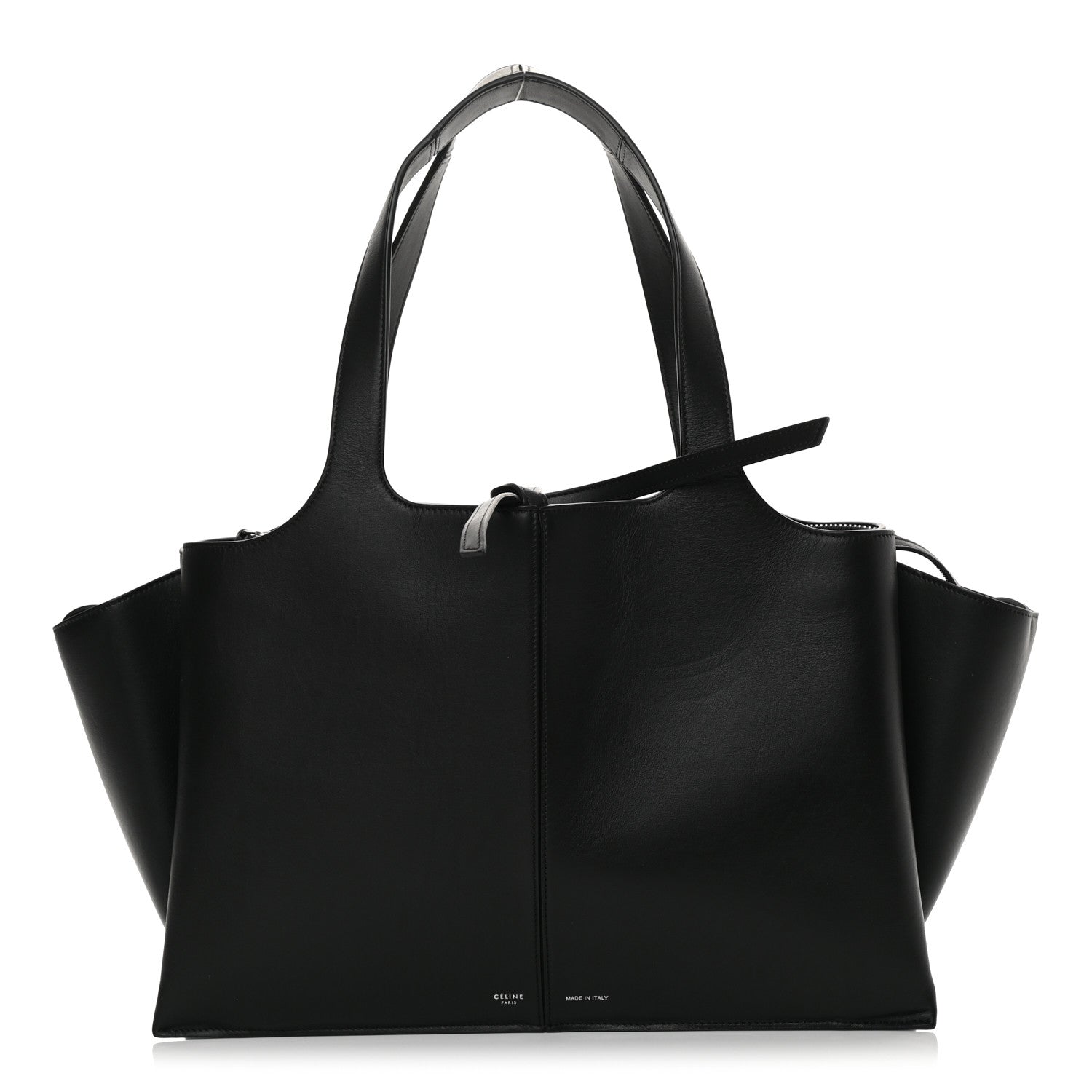 Celine Supple Natural Calfskin Medium Tri-Fold Bag Black 1 of 10