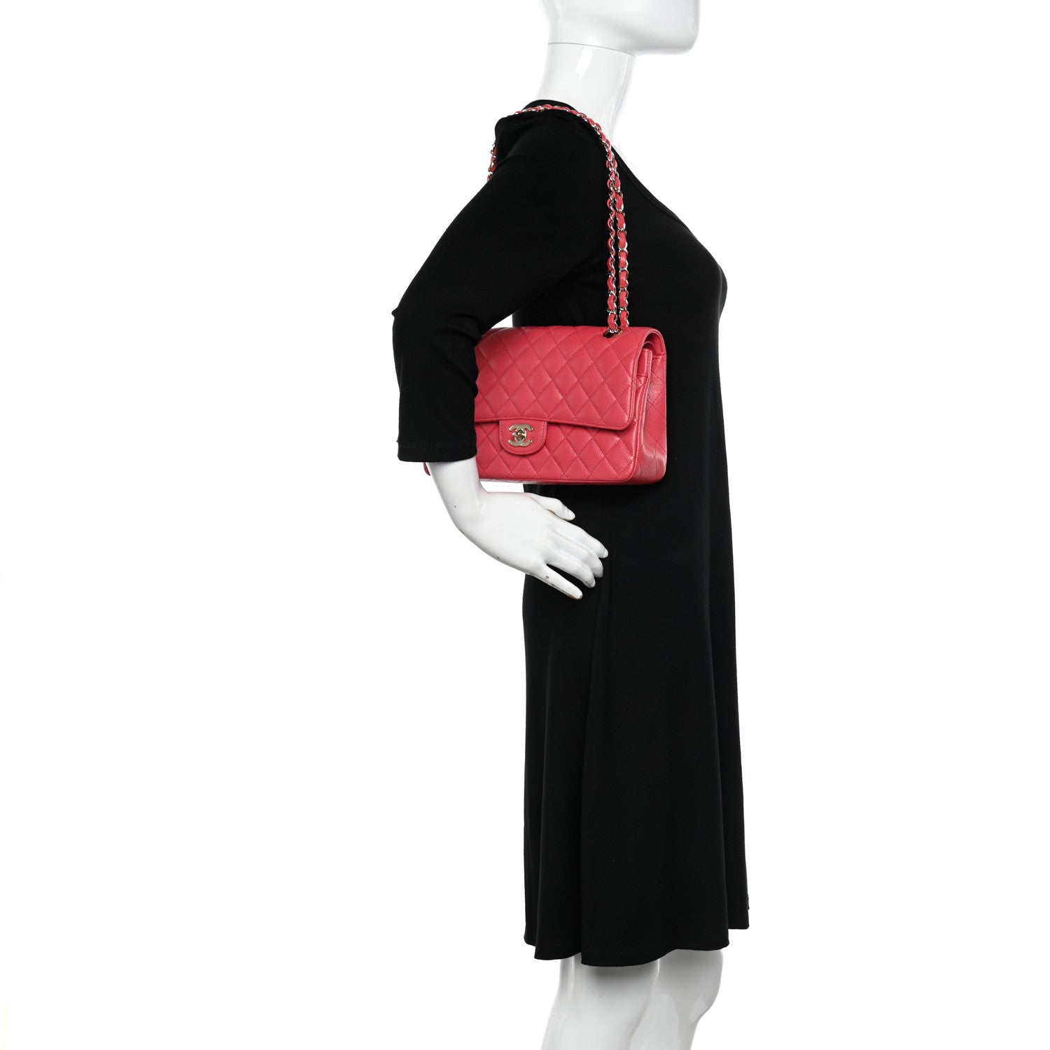 Chanel Caviar Quilted Medium Double Flap Pink 2 of 10
