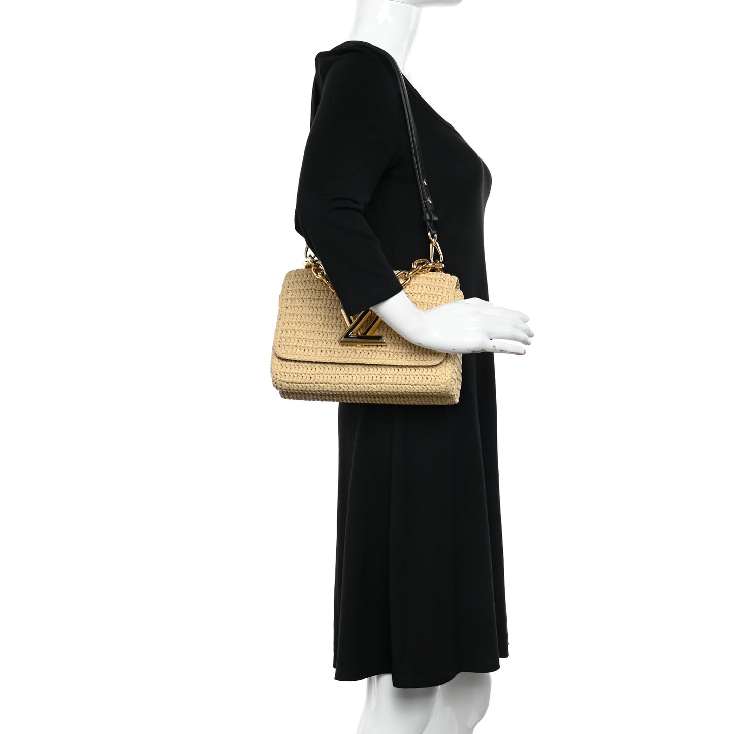 Madgascan Raffia Woven Twist Shoulder Bag MM Natural