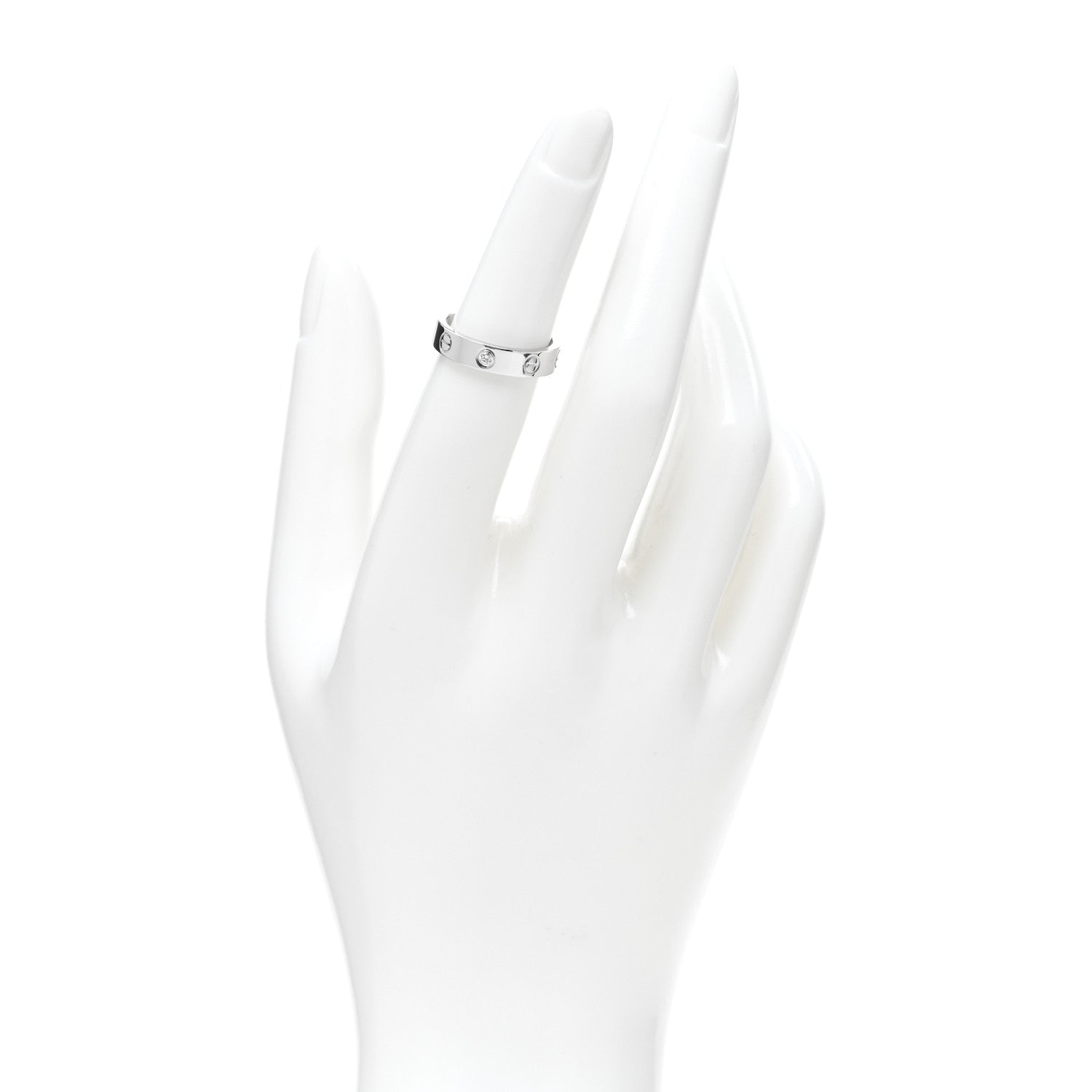 Cartier 18K White Gold Diamond 3.5mm LOVE Wedding Band Ring 50 5.25 2 of 5