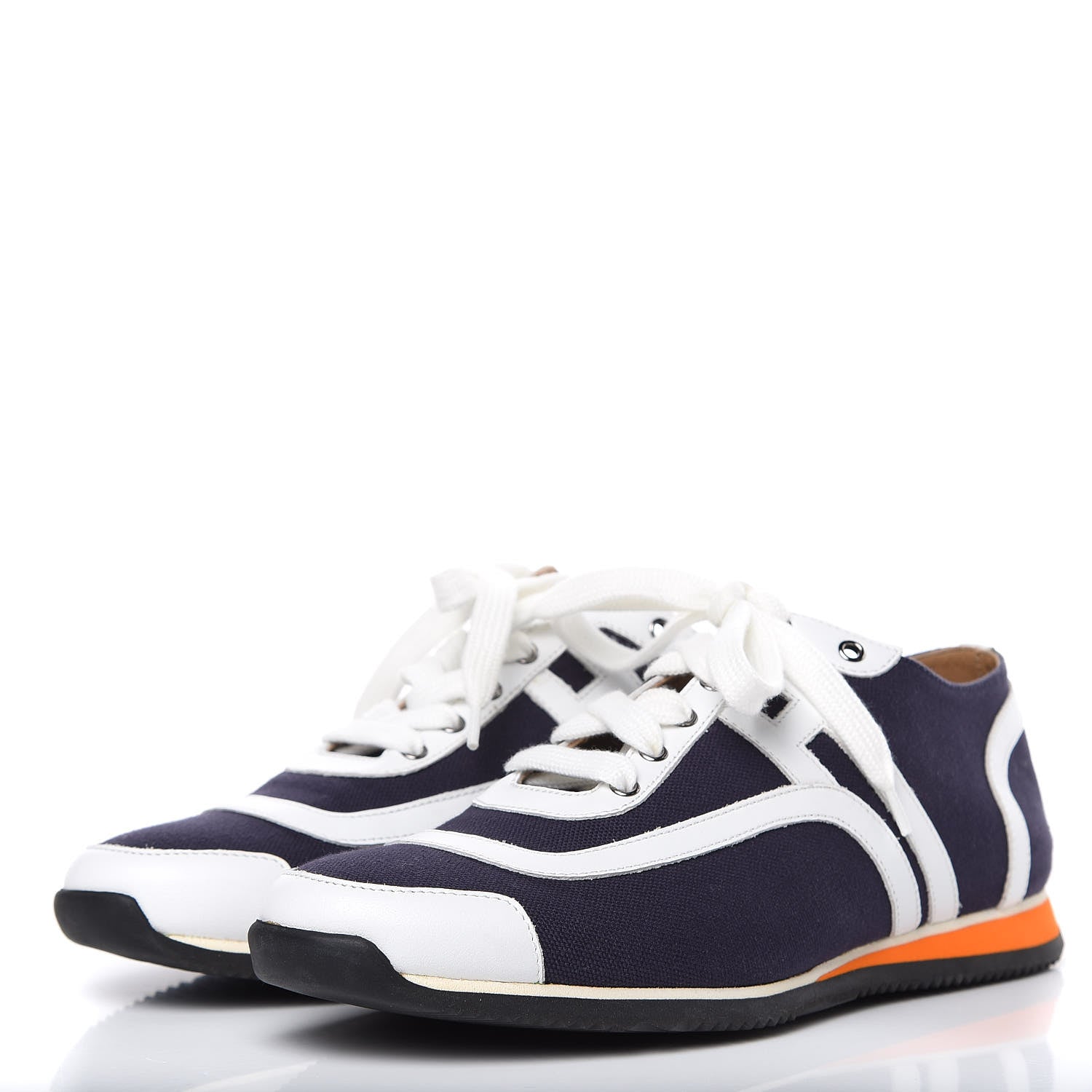 Hermes Cotton Calfskin Kool Sneakers 38 Indigo White 3 of 8