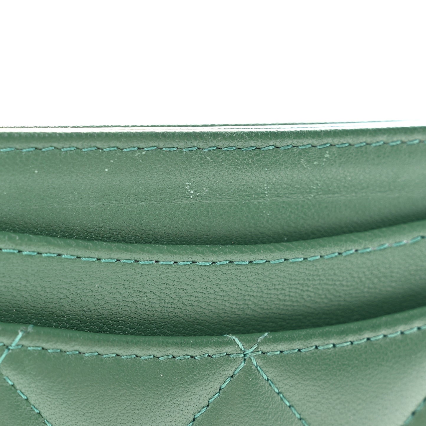 Lambskin Quilted Card Holder Green