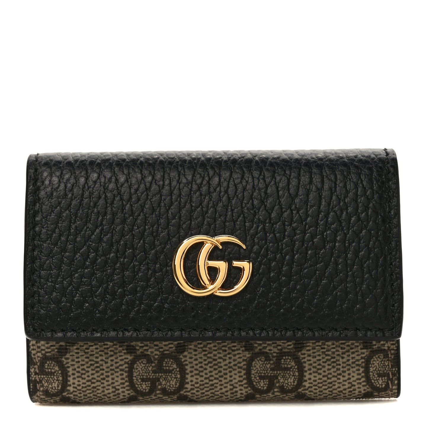 Dollar Calfskin GG Supreme Monogram GG Marmont 6 Key Holder Case Black Beige Ebony