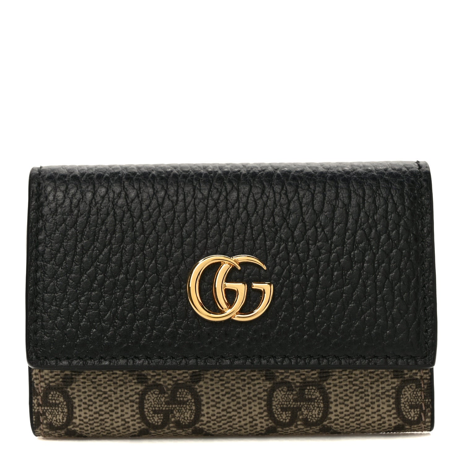 Gucci Dollar Calfskin GG Supreme Monogram GG Marmont 6 Key Holder Case Black Beige Ebony 1 of 7