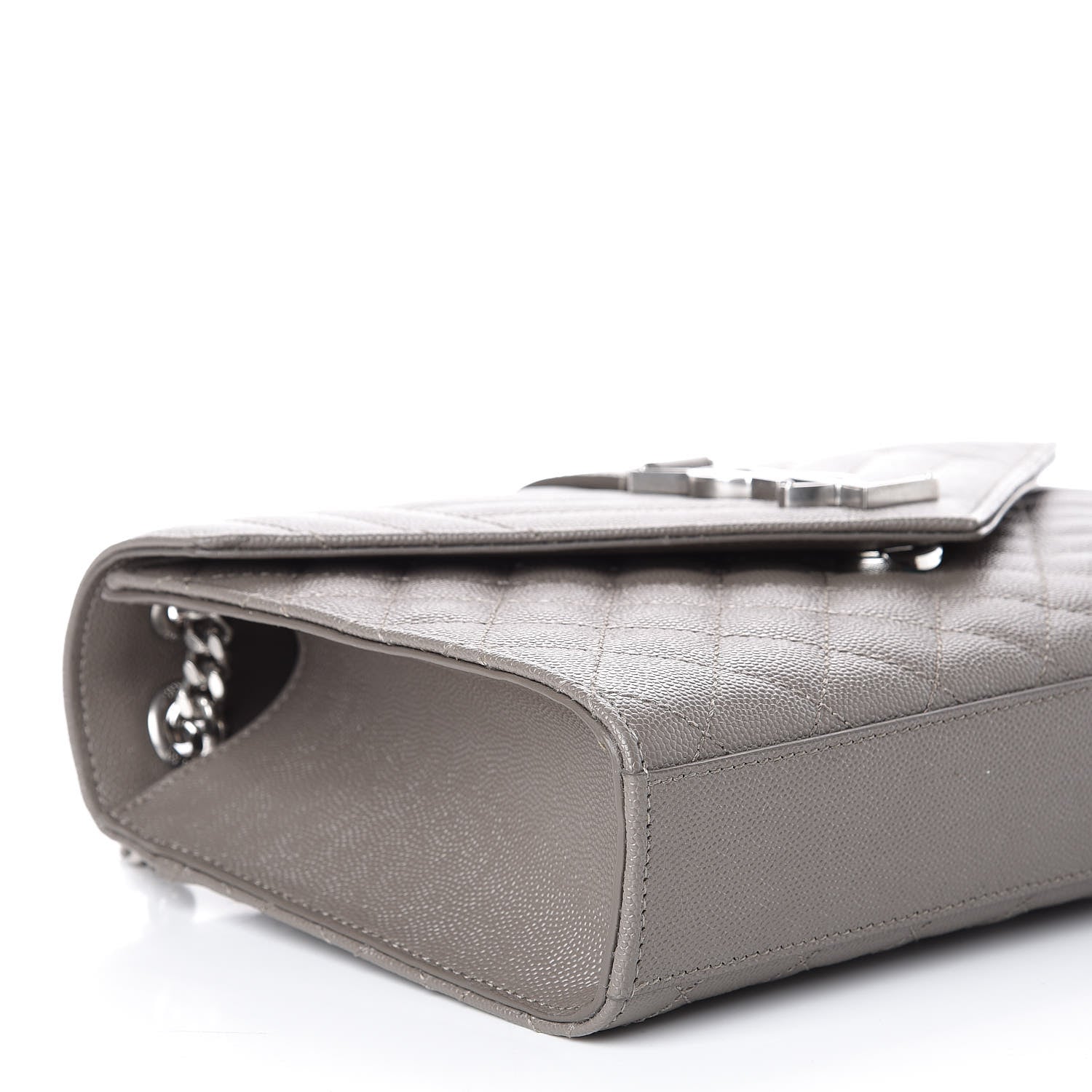 Saint Laurent Grain De Poudre Textured Mixed Matelasse Medium Triquilt Monogram Satchel New Stone 7 of 10
