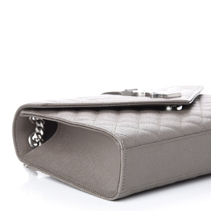 Saint Laurent Grain De Poudre Textured Mixed Matelasse Medium Triquilt Monogram Satchel New Stone 7 of 10