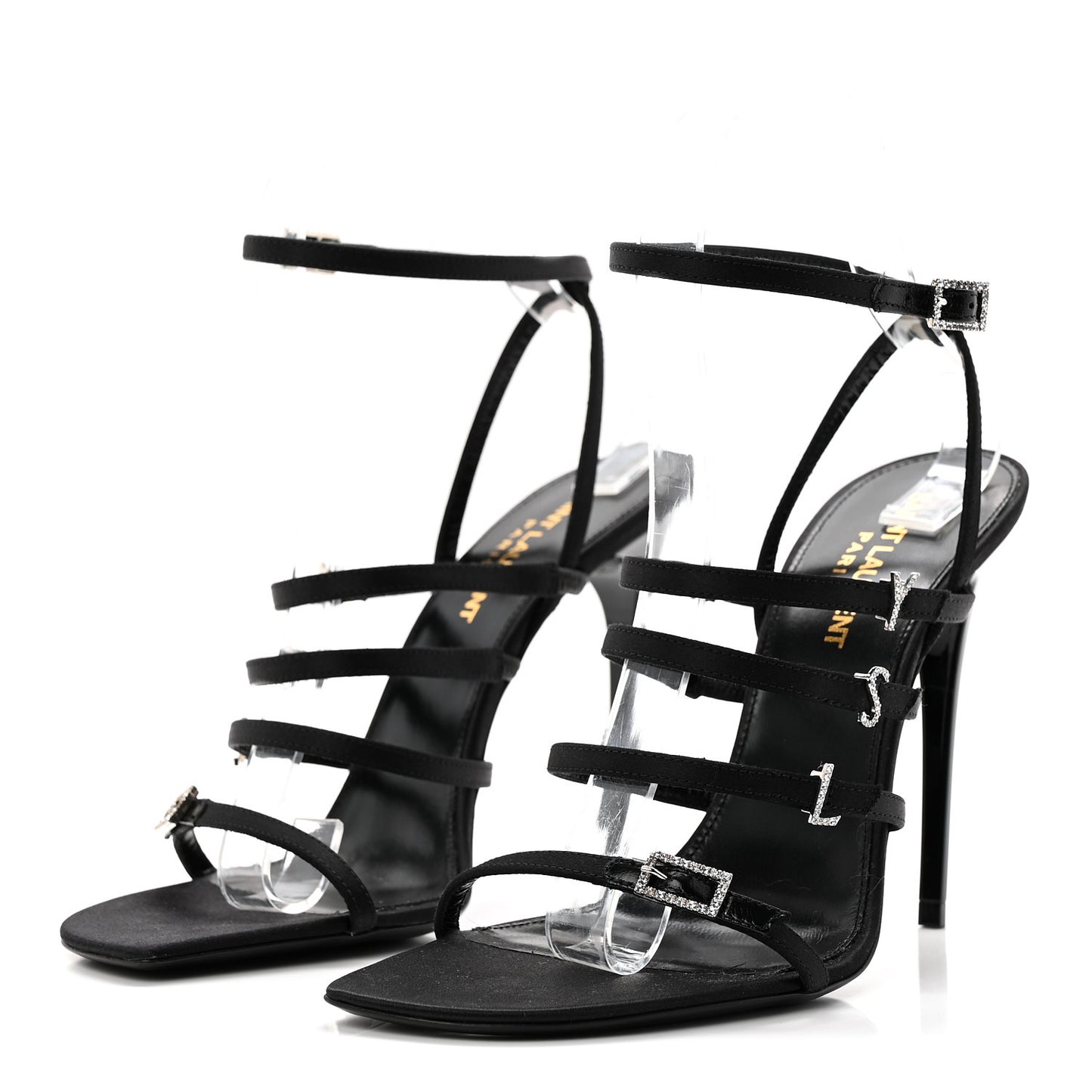 Crepe Satin Crystal Jerry 110 Sandals 37.5 Black