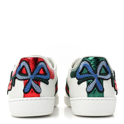 Gucci Calfskin Web Floral Embroidered Womens Ace Sneakers 35 White 4 of 10