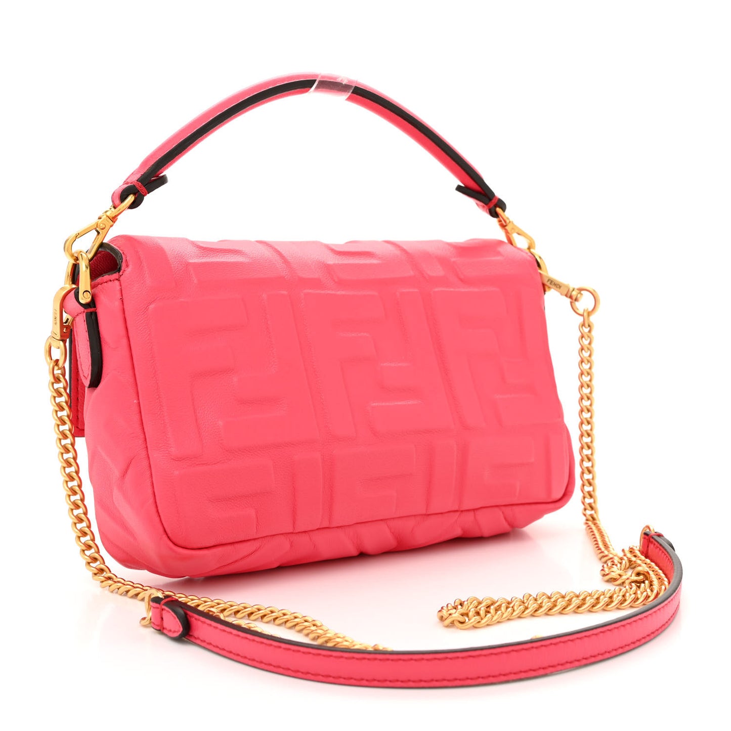 Nappa FF 1974 Embossed Mini Baguette Lampone