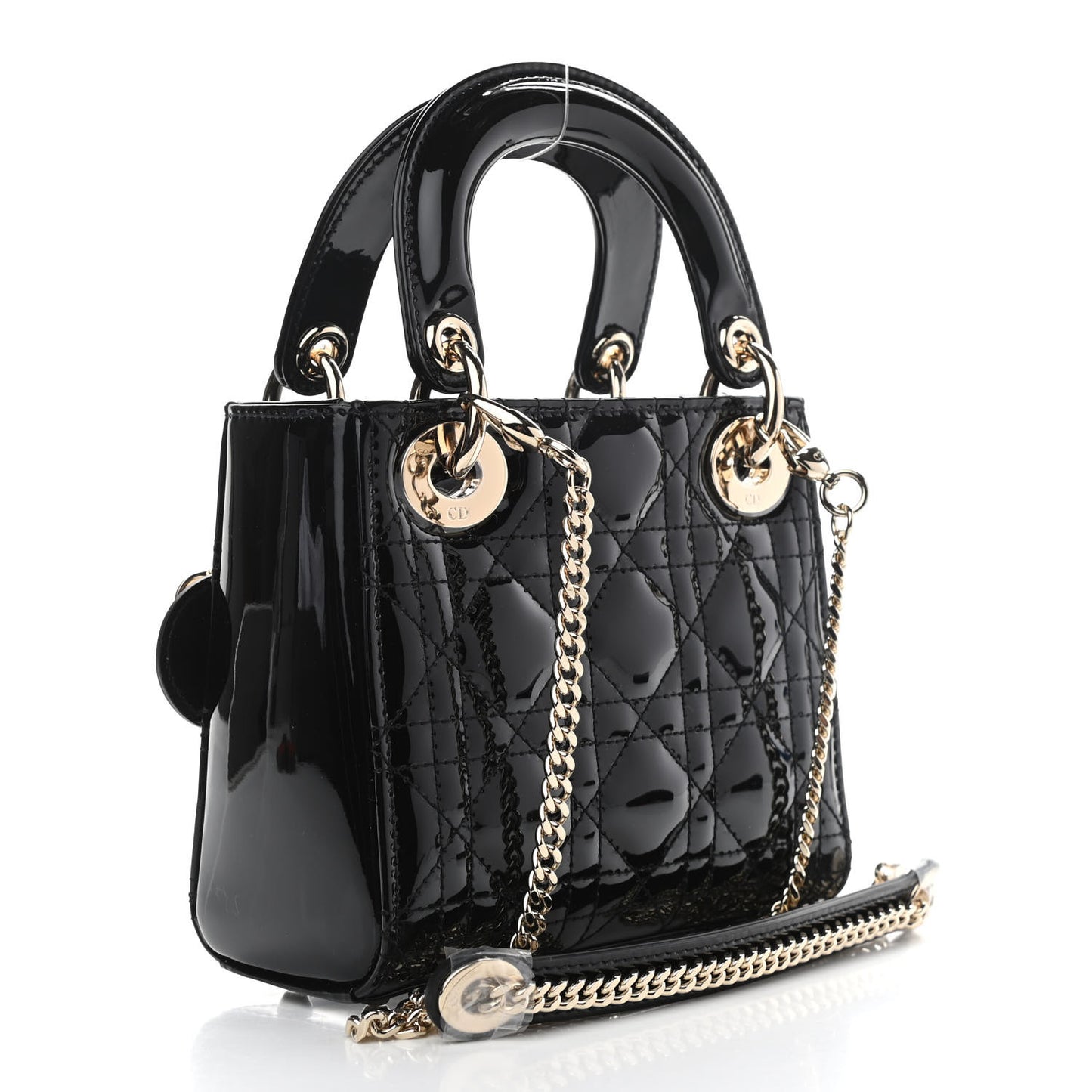 Patent Cannage Mini Lady Dior Black