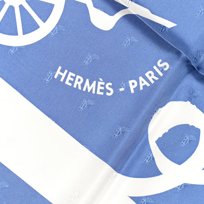 Hermes Silk Tete De Cheval Tout En Carre Scarf 90 Bleu Lavande Blanc 4 of 6
