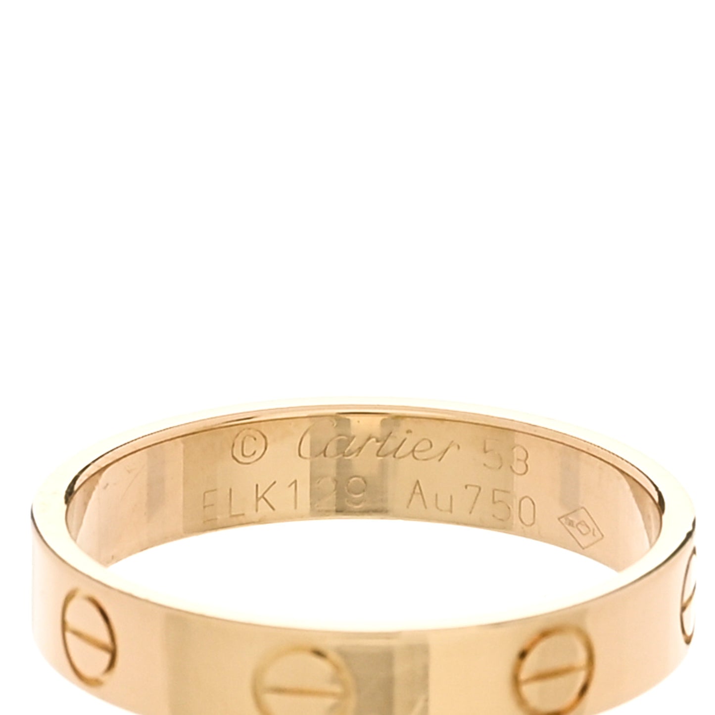 18K Yellow Gold 3.5mm LOVE Wedding Band Ring 53 6.5