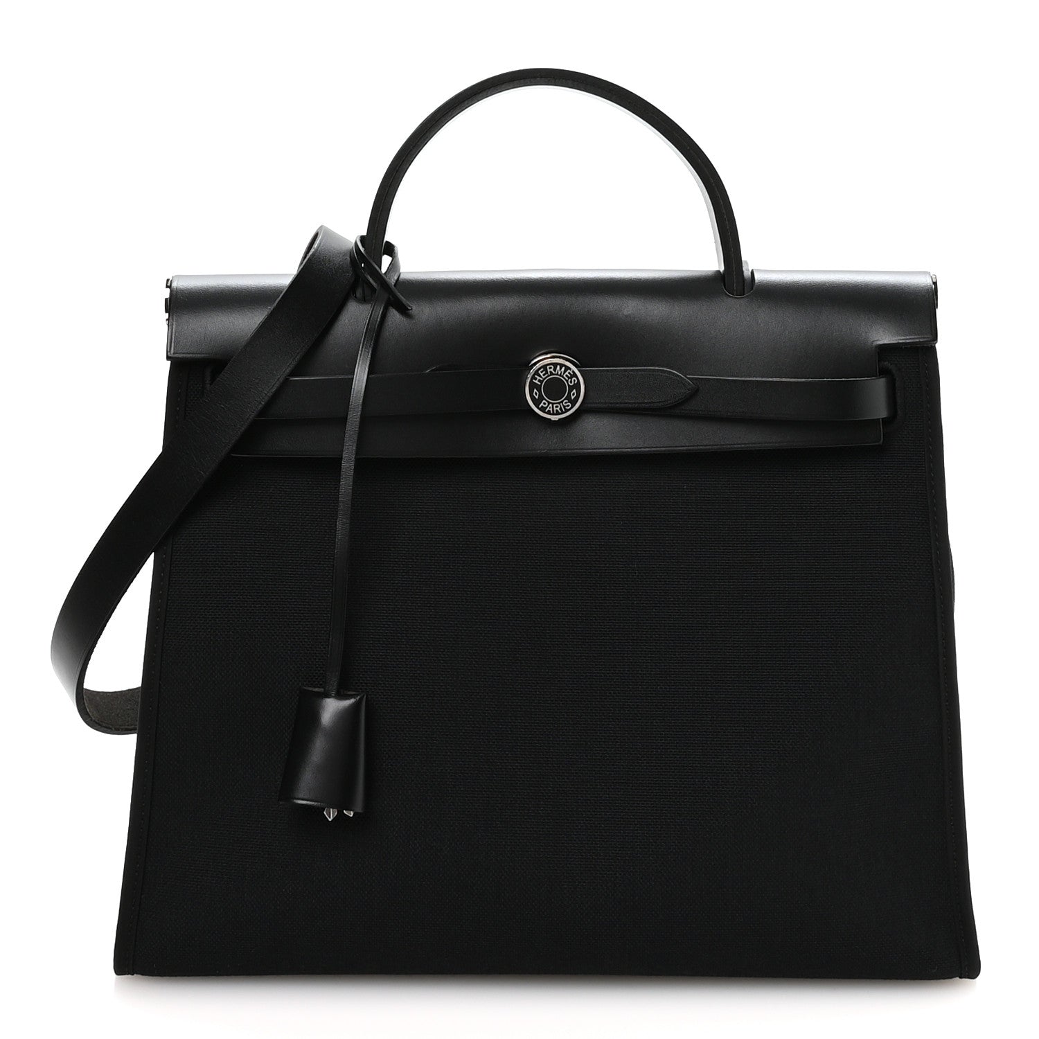 Hermes Military Toile Vache Hunter Herbag Zip PM 31 Black 1 of 12