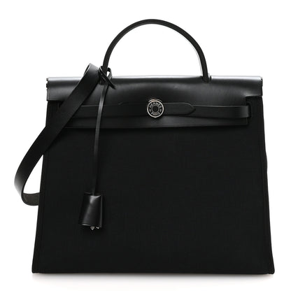 Hermes Military Toile Vache Hunter Herbag Zip PM 31 Black 1 of 12