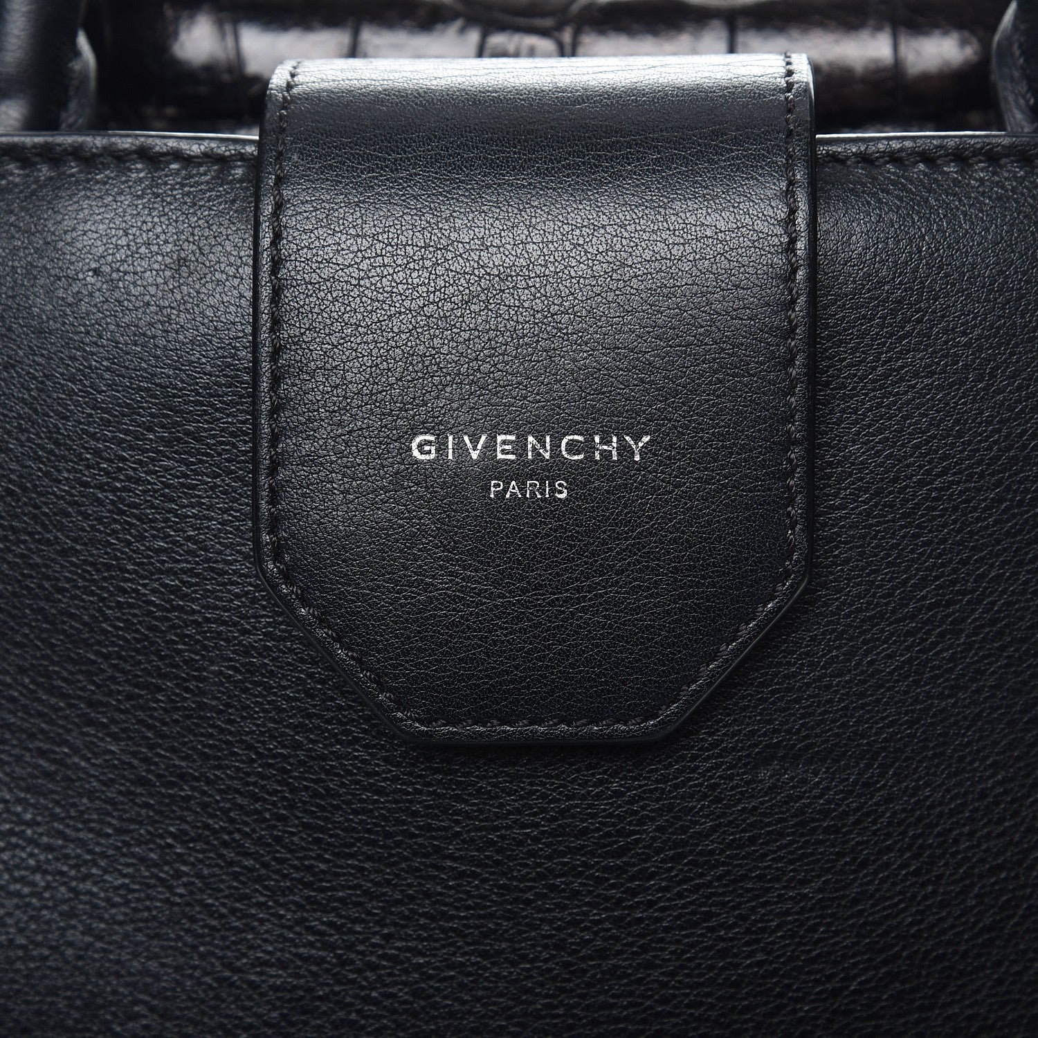 Givenchy Calfskin Crocodile Embossed Small Obsedia Satchel Black 6 of 11