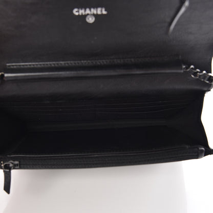 Chanel Crumpled Calfskin Quilted Wallet On Chain WOC So Black 5 of 10