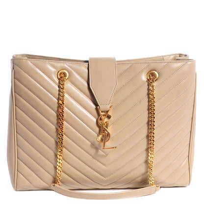 Saint Laurent Matelasse Chevron Monogramme Shopper Beige 1 of 10