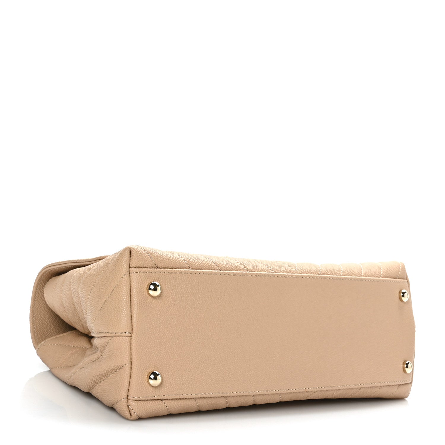 Chanel Caviar Chevron Quilted Small Coco Handle Flap Beige 4 of 10