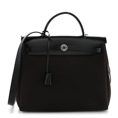 Hermes Military Toile Vache Hunter Herbag Zip Retourne 31 PM Black Ebene 1 of 12
