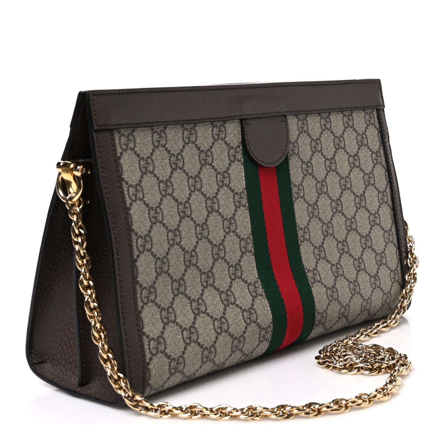 Gucci GG Supreme Monogram Web Medium Ophidia Chain Shoulder Bag Brown 2 of 9