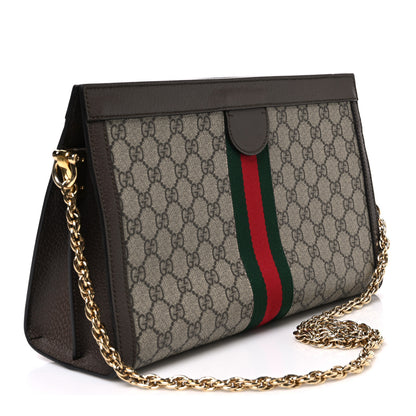 Gucci GG Supreme Monogram Web Medium Ophidia Chain Shoulder Bag Brown 2 of 9