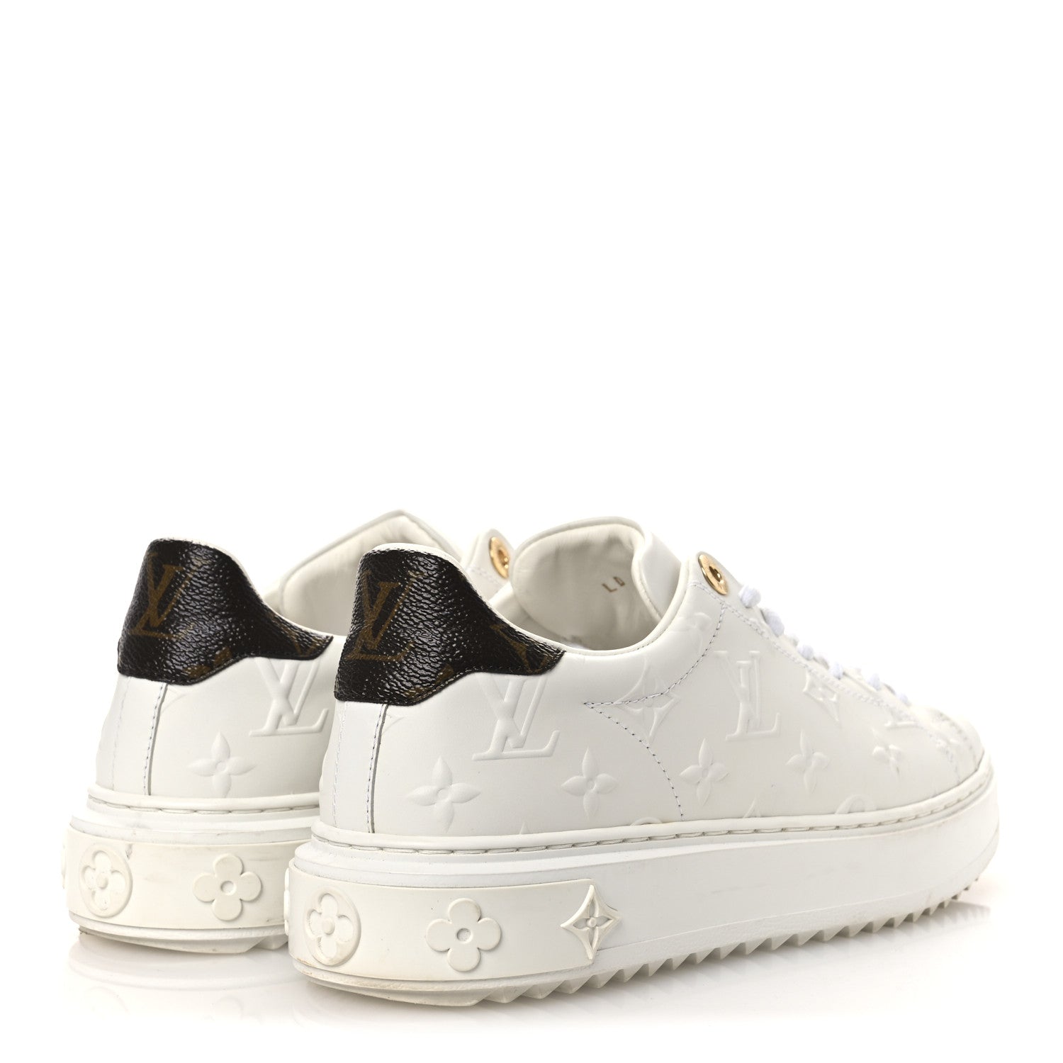 Louis Vuitton Lambskin Embossed Monogram Time Out Sneakers 37.5