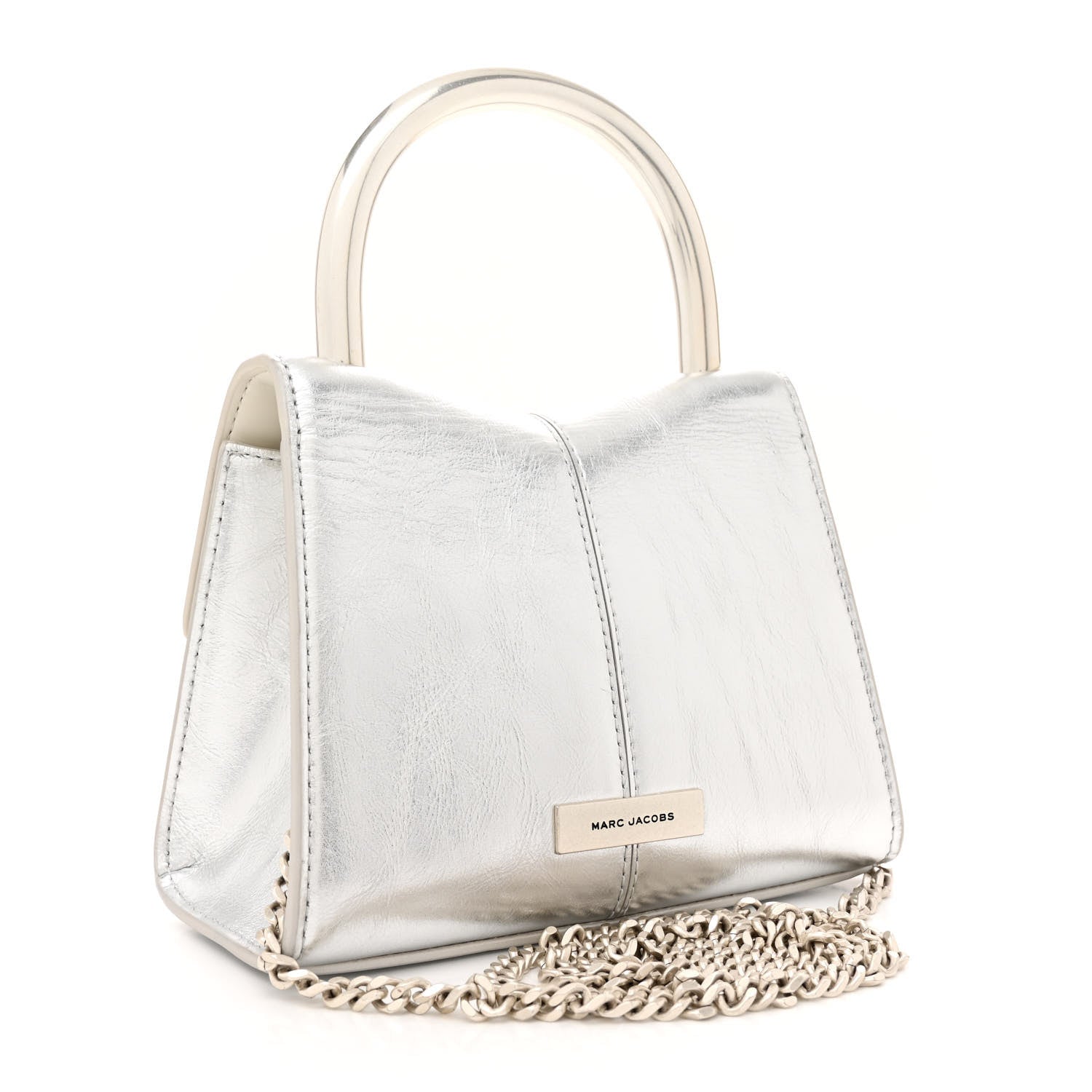 Marc Jacobs Calfskin The Metallic St. Marc Mini Top Handle Bag Silver 3 of 11