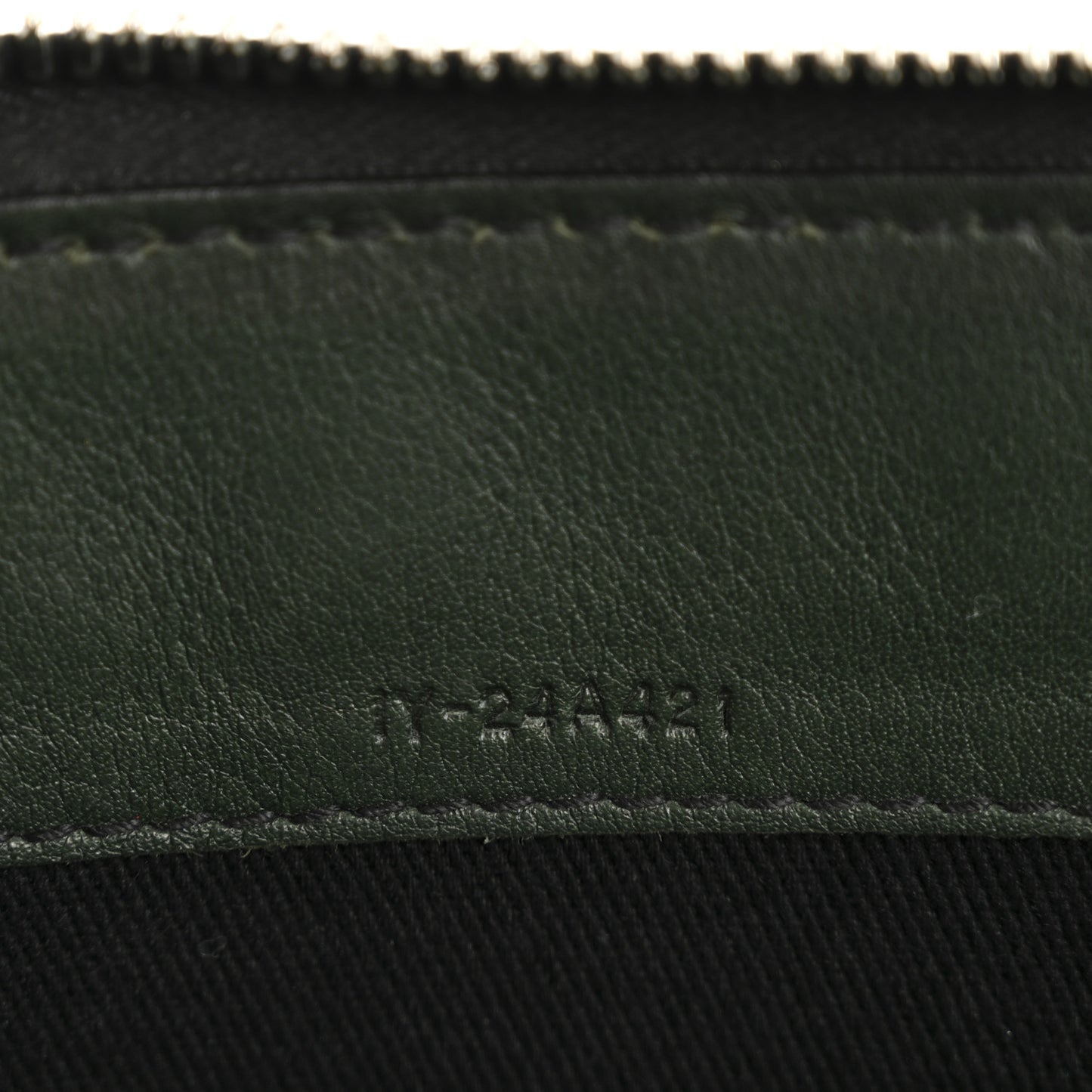 Calfskin Gancini Embossed Wristlet Clutch Dark Green