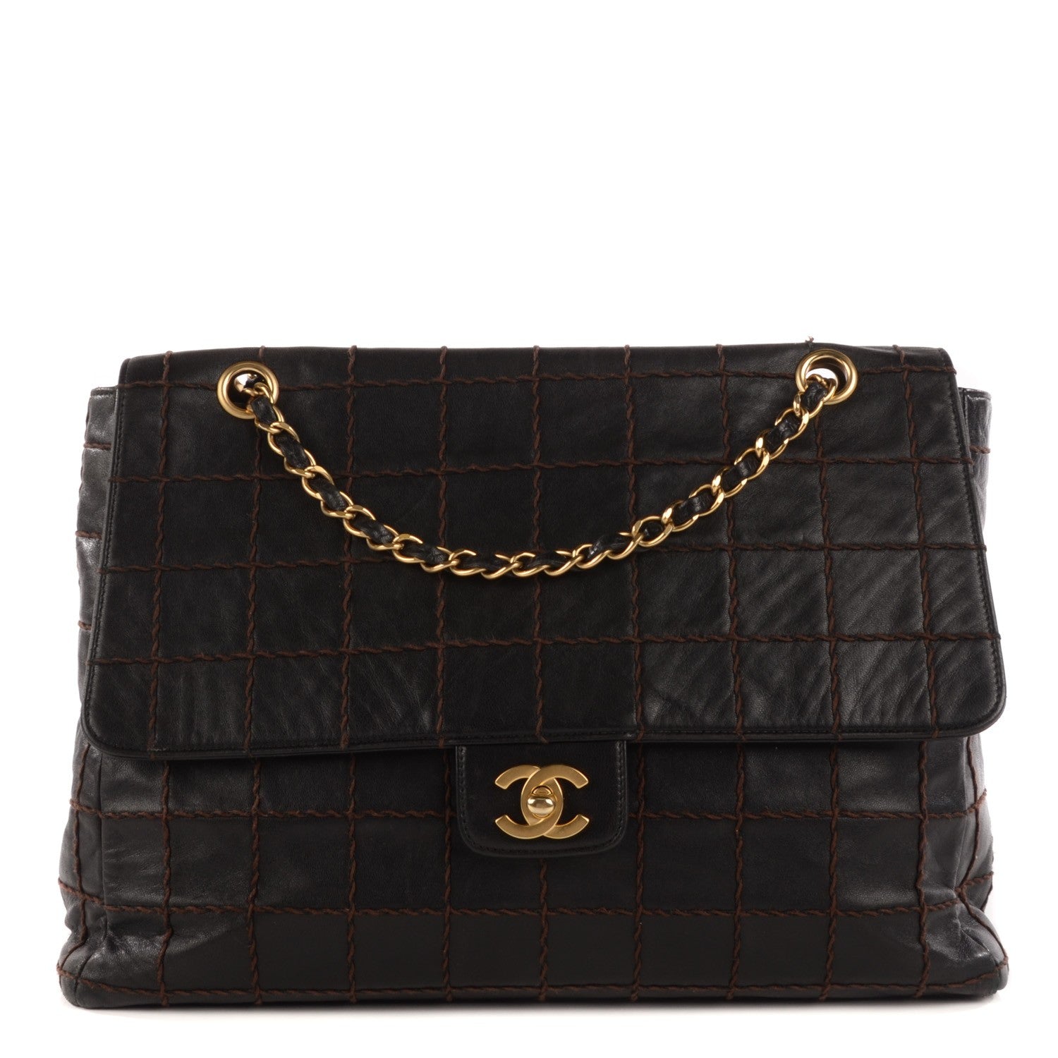 Chanel Lambskin Contrast Stitch Medium Single Flap Black 1 of 9