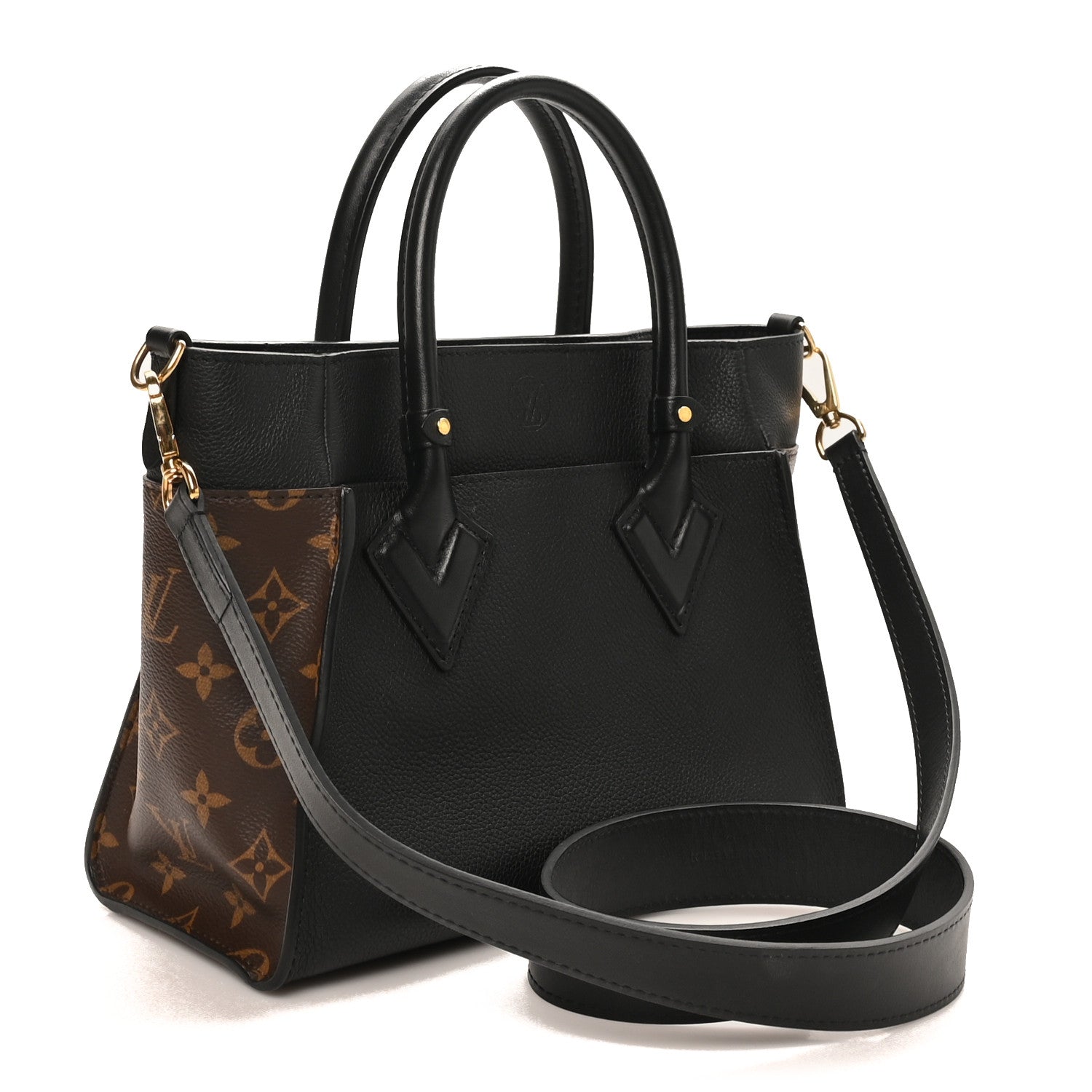 Louis Vuitton Calfskin Monogram On My Side PM Black 3 of 9