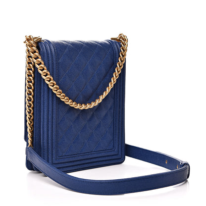 Chanel Caviar Quilted North South Boy Flap Blue 2 of 11