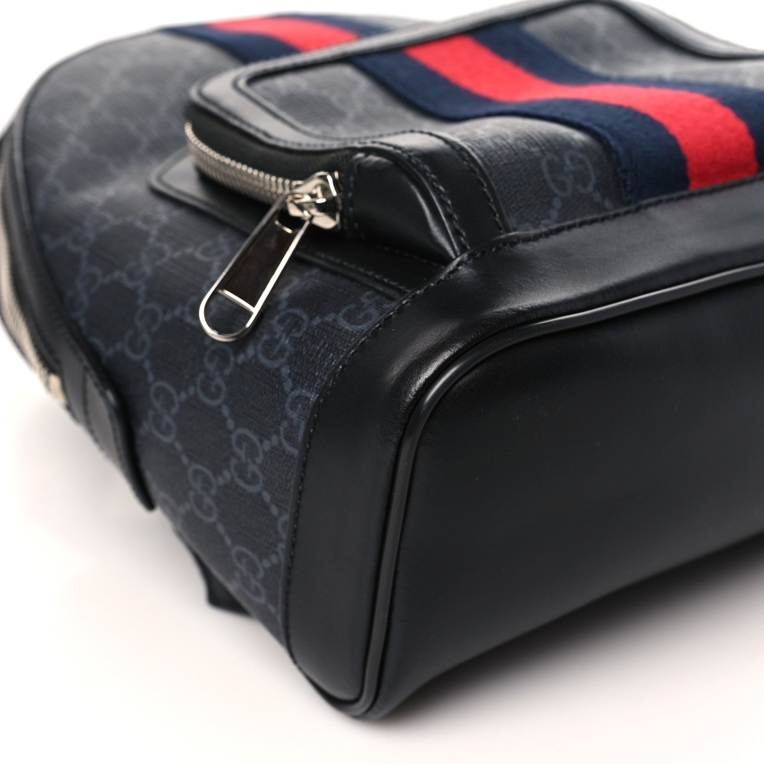 Gucci GG Supreme Monogram Appia Calfskin Web Small Day Backpack Black 8 of 9