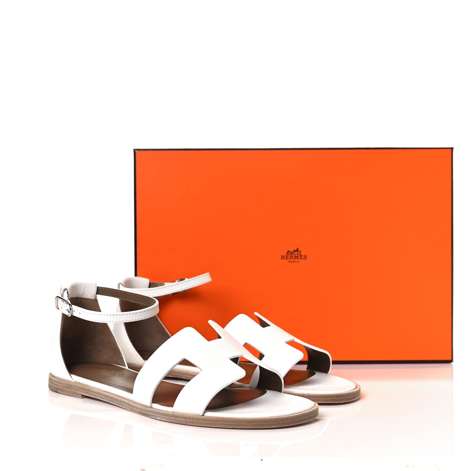 Hermes Epsom Santorini Sandals 37.5 White 9 of 9
