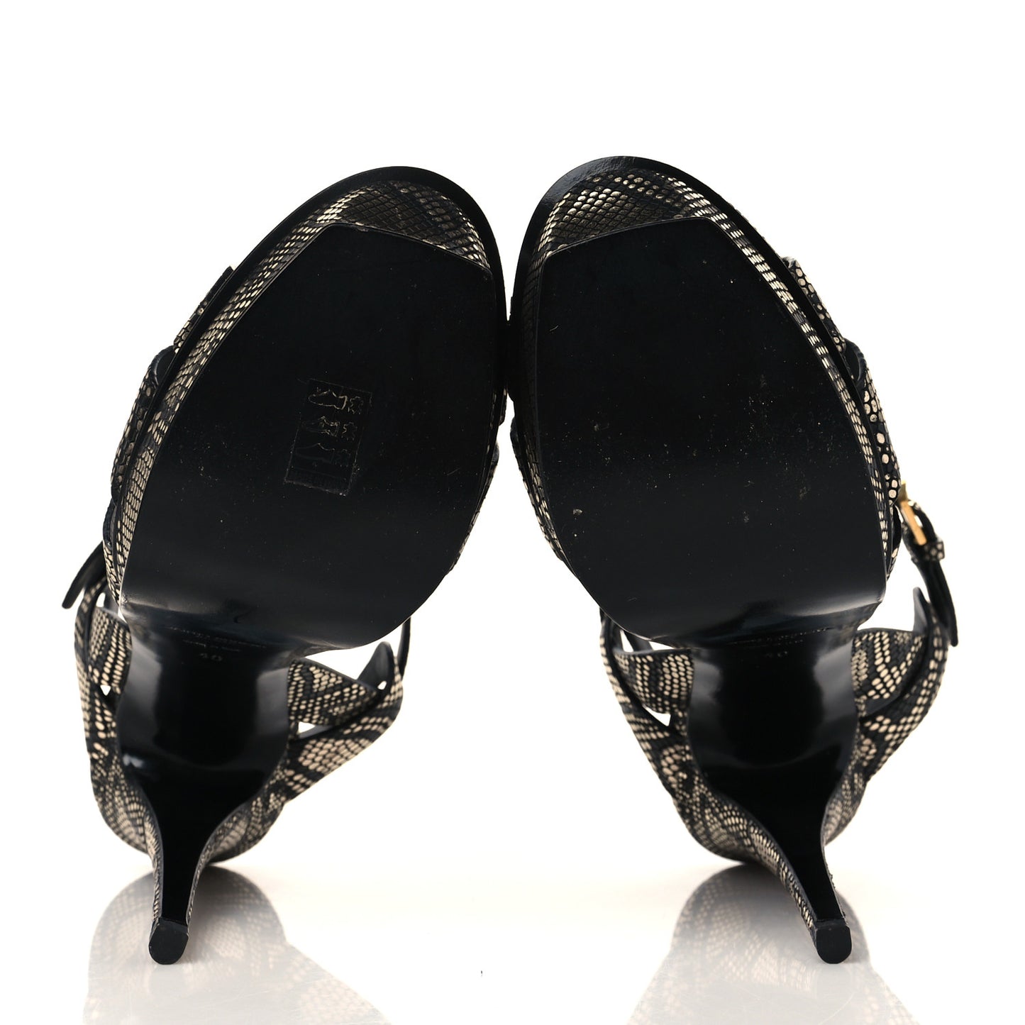 Calfskin Python Print Tribute Platform Sandals 40 Black Platino