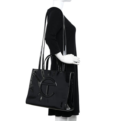 Telfar Patent Vegan Leather Medium Shopping Bag Black 2 of 10