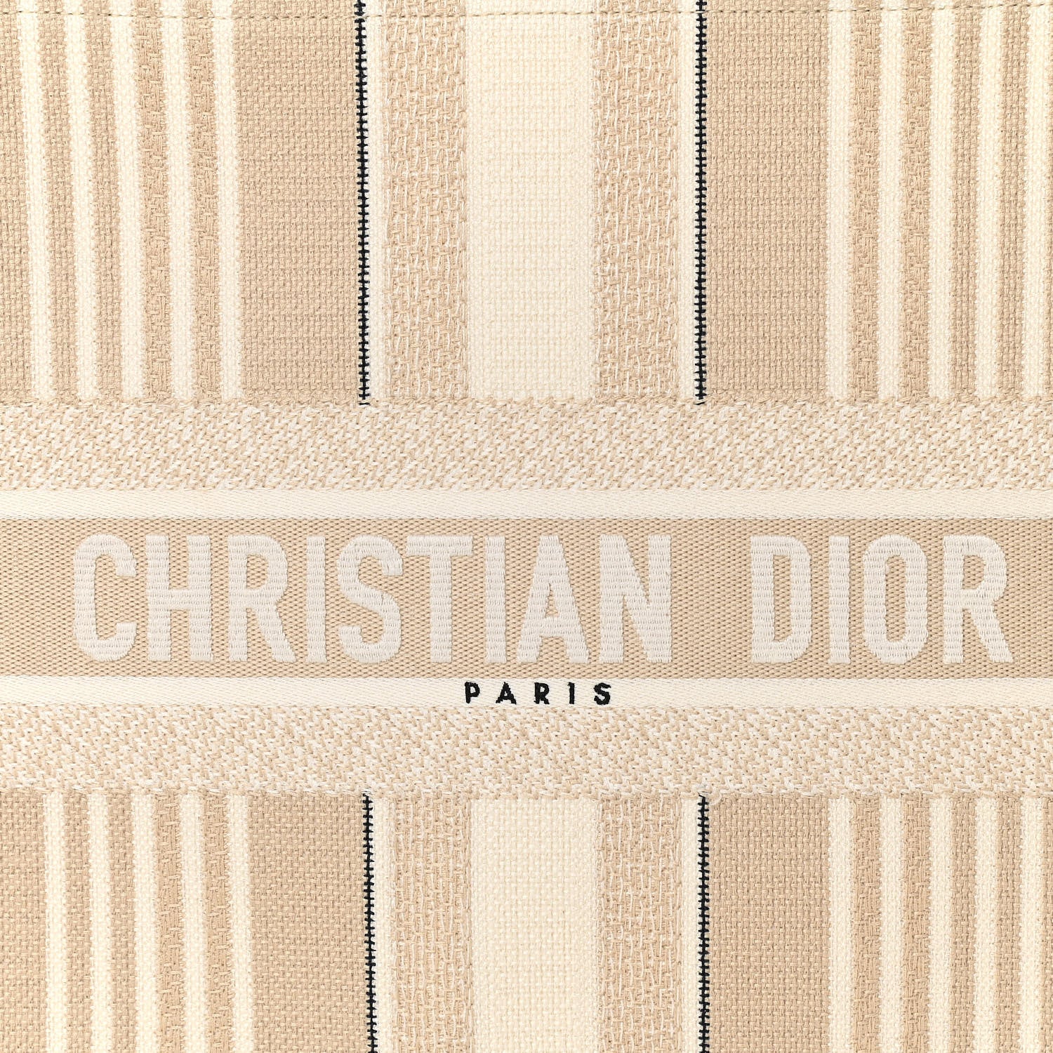 Christian Dior Canvas Embroidered Large Stripes Book Tote Beige 11 of 11