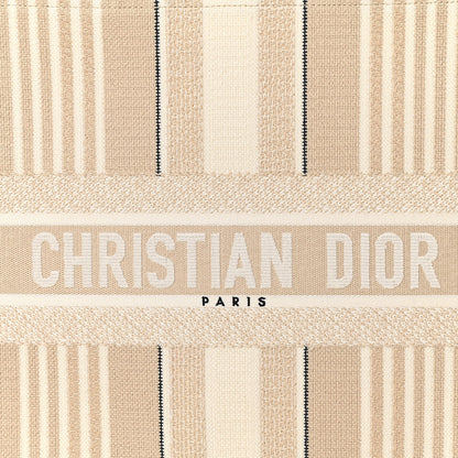 Christian Dior Canvas Embroidered Large Stripes Book Tote Beige 11 of 11