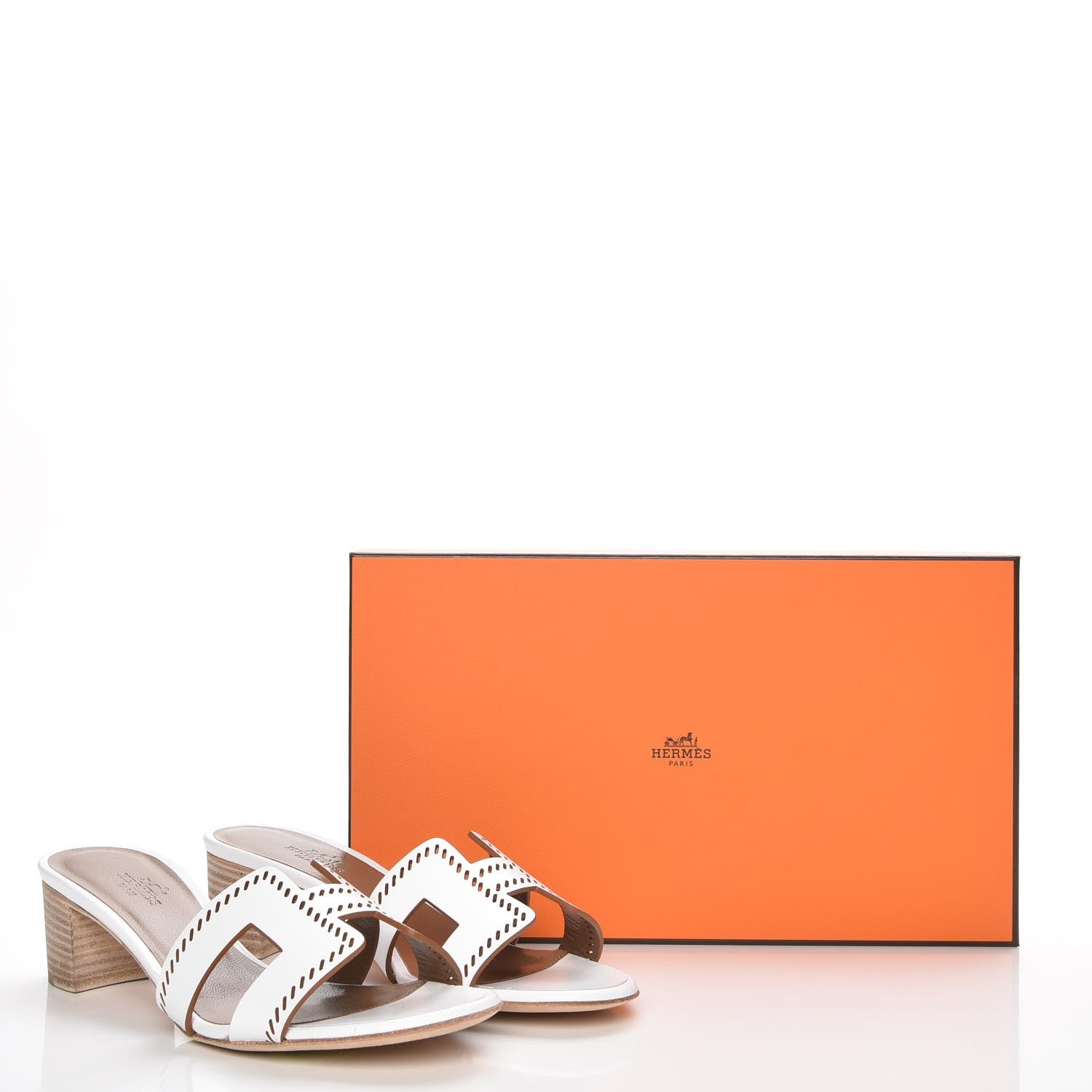 Hermes Calfskin Perforated Oasis Sandals 35 White 8 of 8