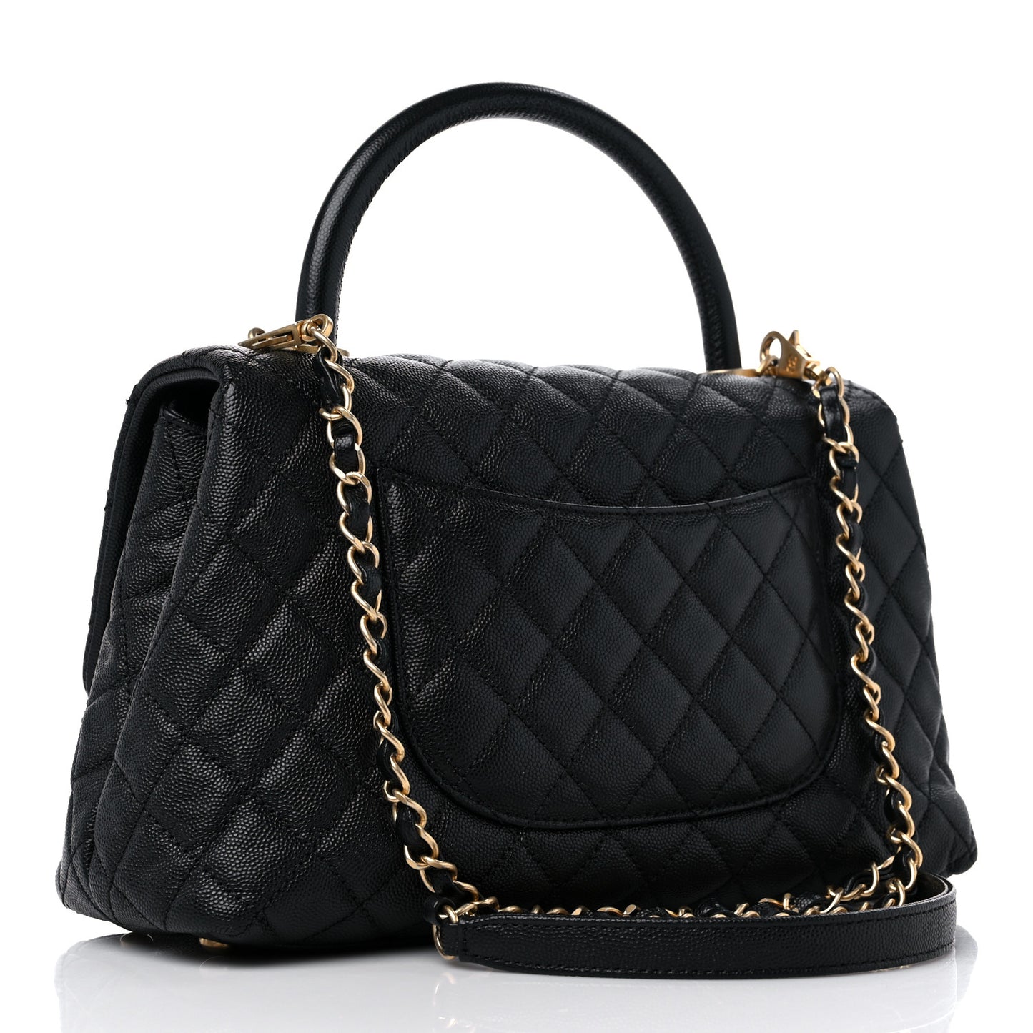 Caviar Quilted Small Coco Handle Flap Black
